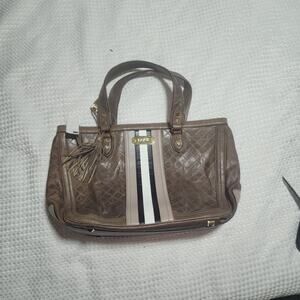 L.A.M.B. EUC GWEN STEFANI ROCK STEADY LEATHER STRIPE XL TOTE BAG